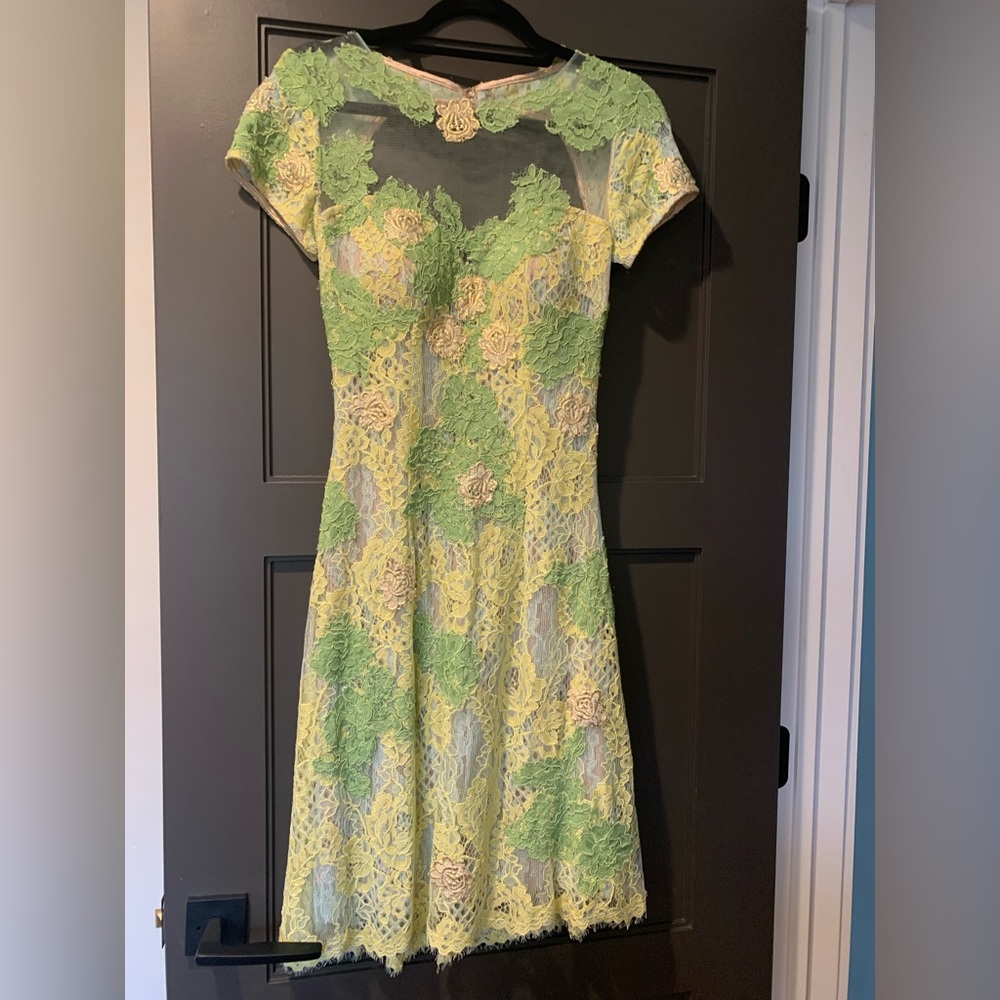 Jovani Green/Yellow Floral Lace Dress #88904